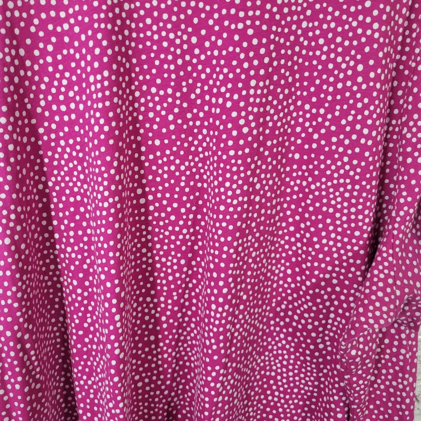 Woman Within Women's 3X Plus Purple Pink Polka Dot V-Neck Cotton Tunic Top
