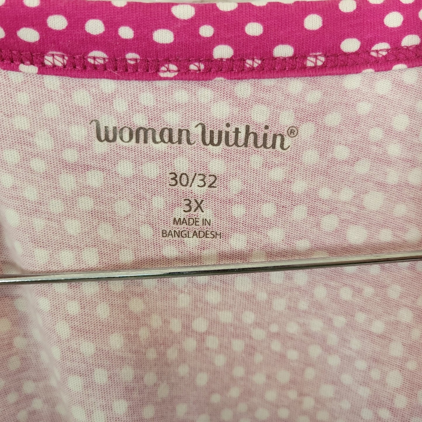 Woman Within Women's 3X Plus Purple Pink Polka Dot V-Neck Cotton Tunic Top