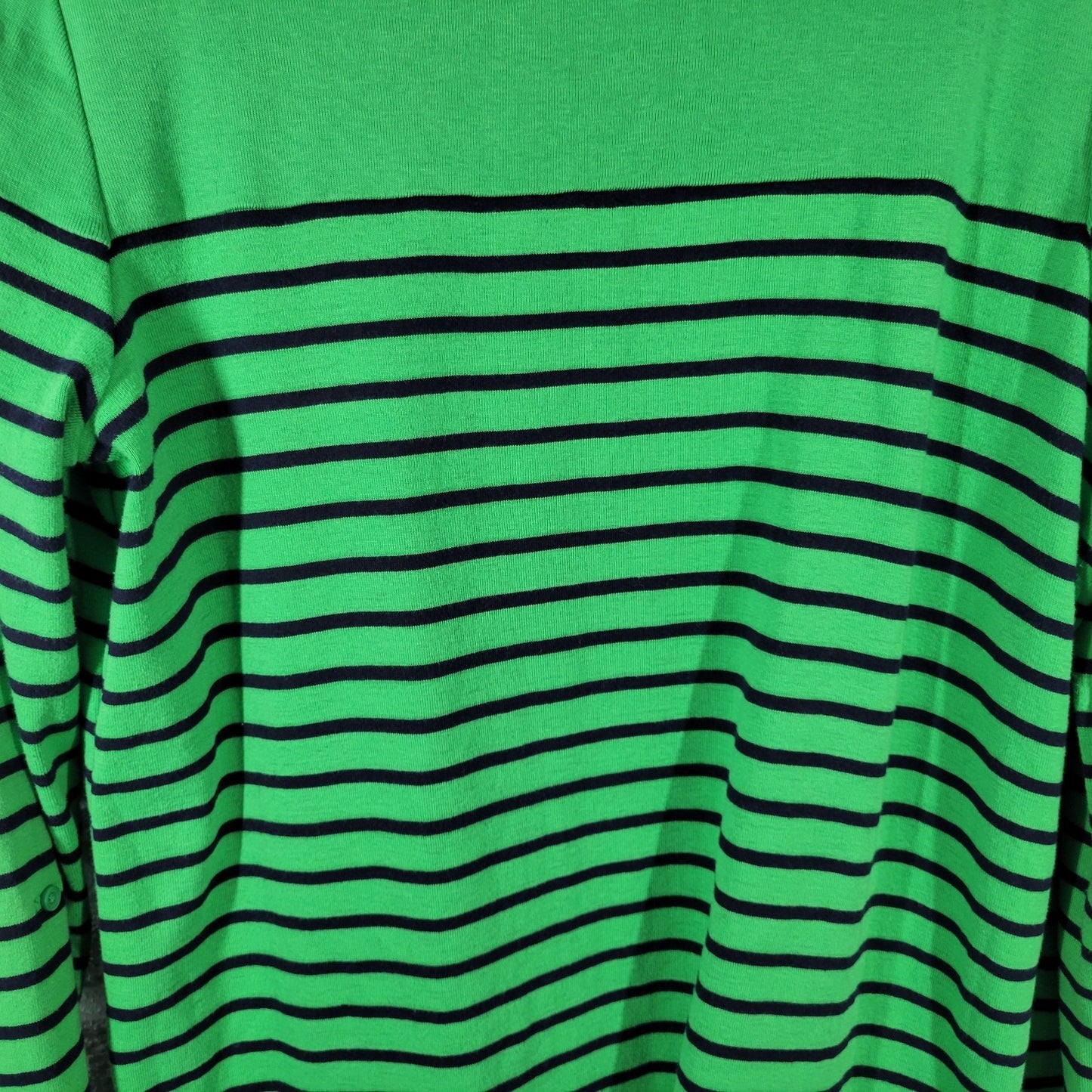 Jones New York Womens Dress XL Mini Roll Tab Sleeve Knit Green Stripe Cotton