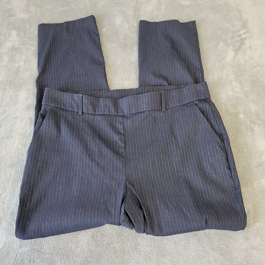 Rafaella Womens Pants 18 Pull On Cropped Blue Pinstripe Poly Blend Comfy