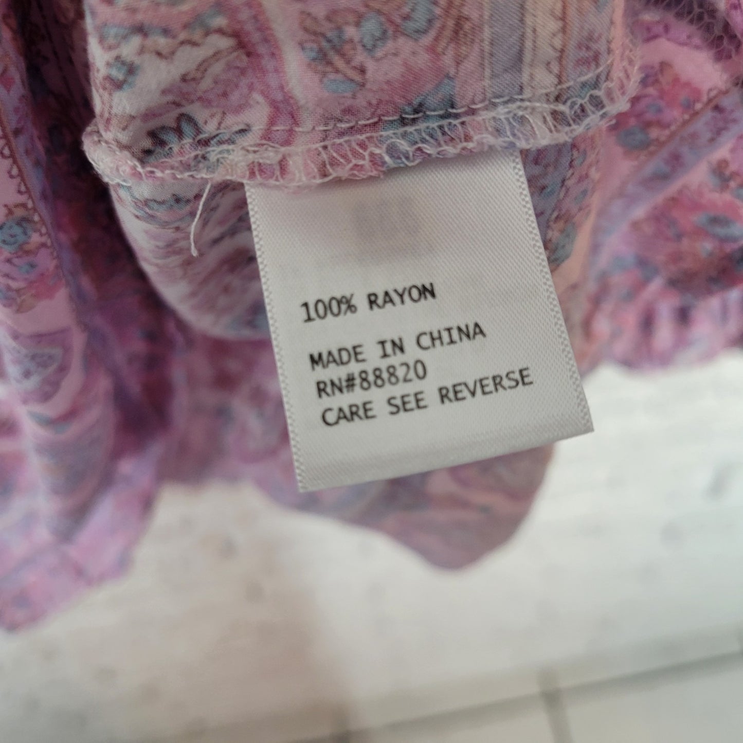 Cynthia Rowley Womens Top 3X Plus Peasant 3/4 Sleeve Lightweight Pink Floral