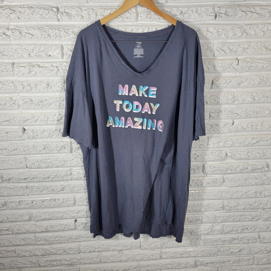 Secret Treasures Womens Pajama Top 2X 3X Plus Gray Make Today Amazing Loungewear