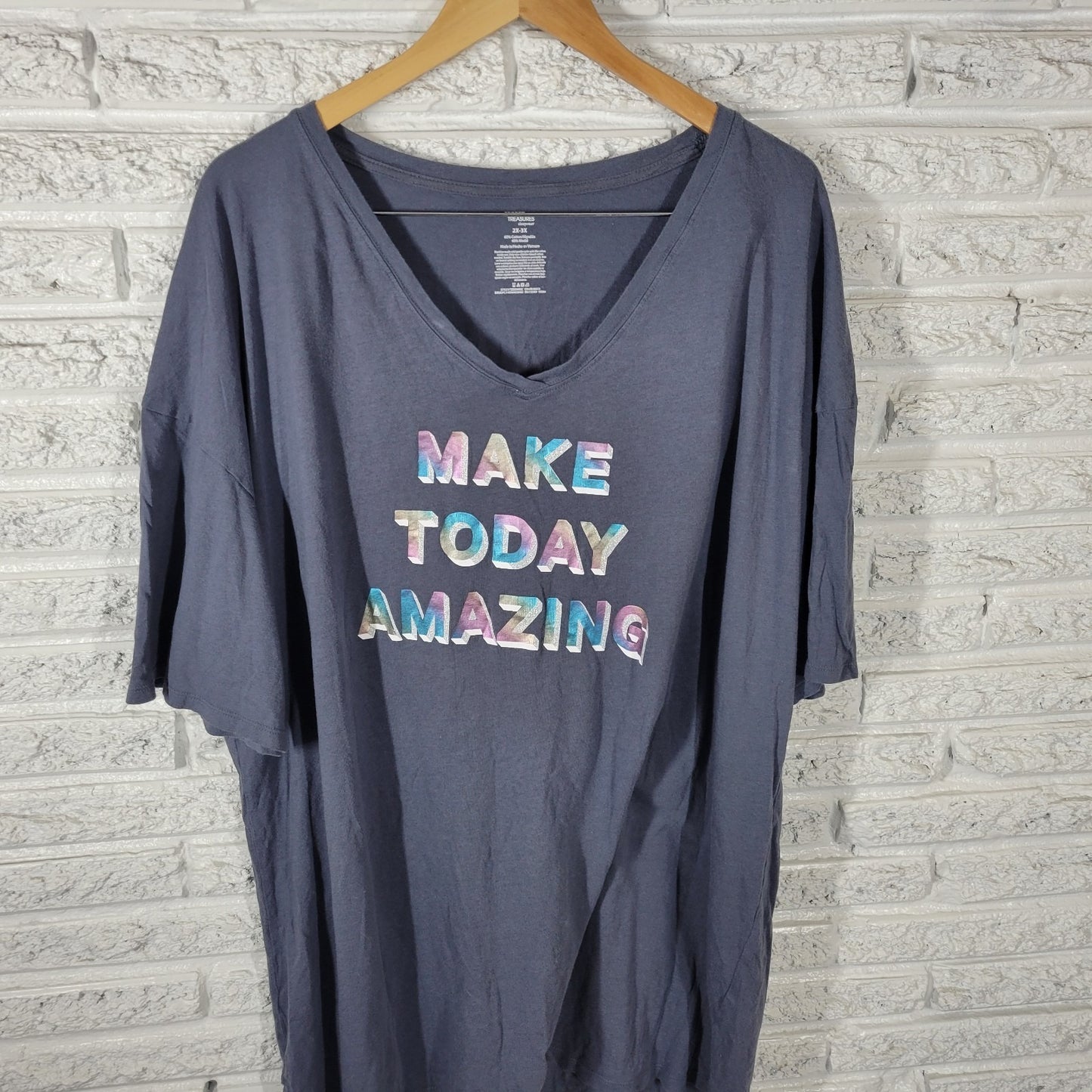 Secret Treasures Womens Pajama Top 2X 3X Plus Gray Make Today Amazing Loungewear