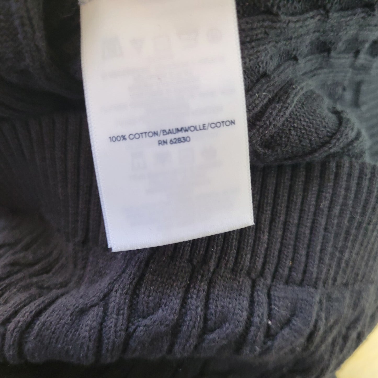 Lands End Womens Sweater XL 18 Plus Cable Knit Black Cotton Casual Comfy