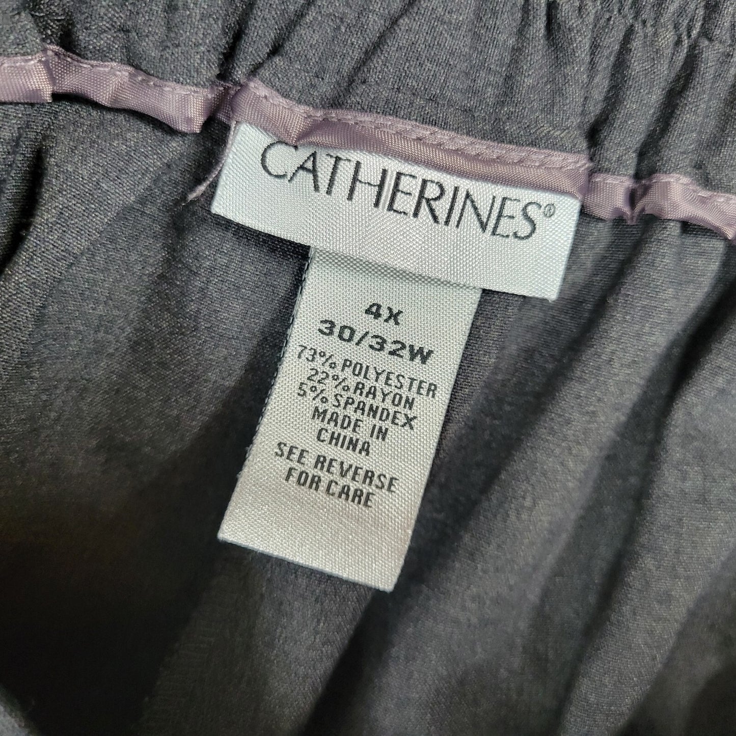 Catherines Womens Pants 4X Plus Refined Capri Pull On Gray Office Poly Blend