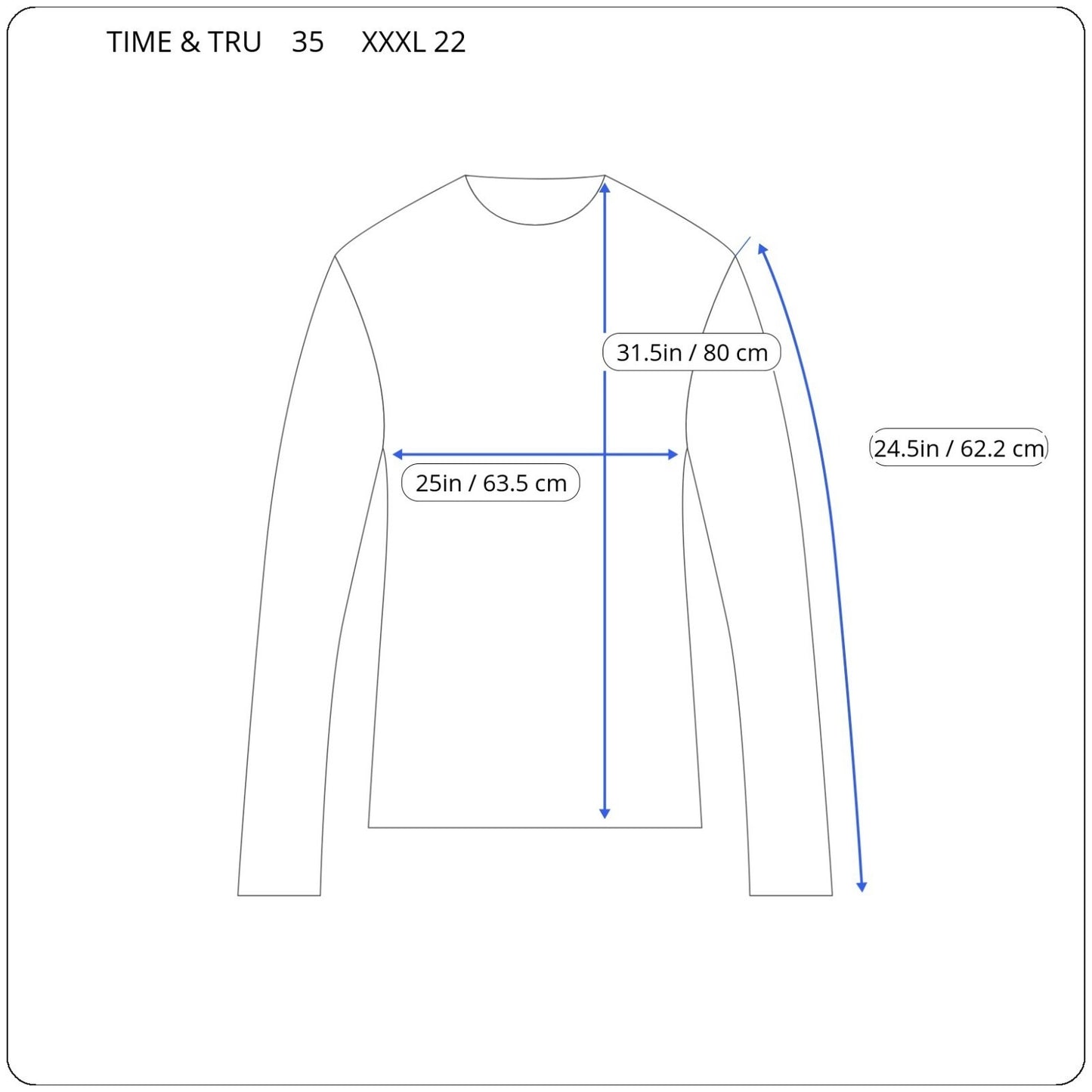 Time Tru Tunic 3XL Plus Blue Floral Rhinestone Long Sleeve Crew Neck Pullover