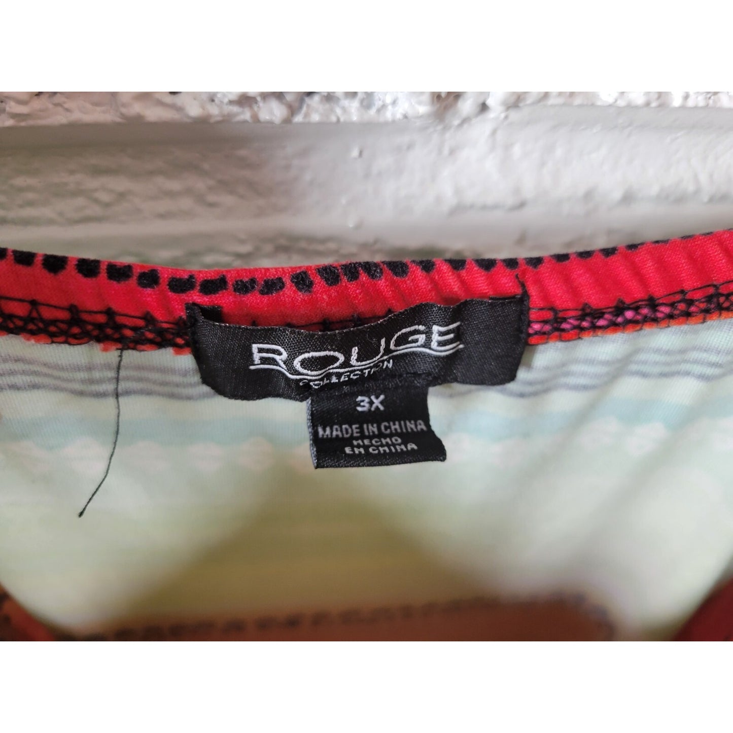 Rouge 3X Plus Size Dress Fluorescent Red Striped Midi Slip Square Neck