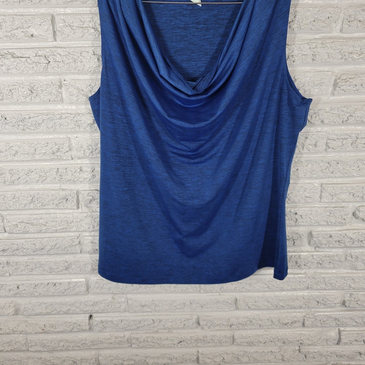 Maurices Women Top 0 0X Plus Sleeveless Blue Heather Cowl Neck Poly Blend Casual