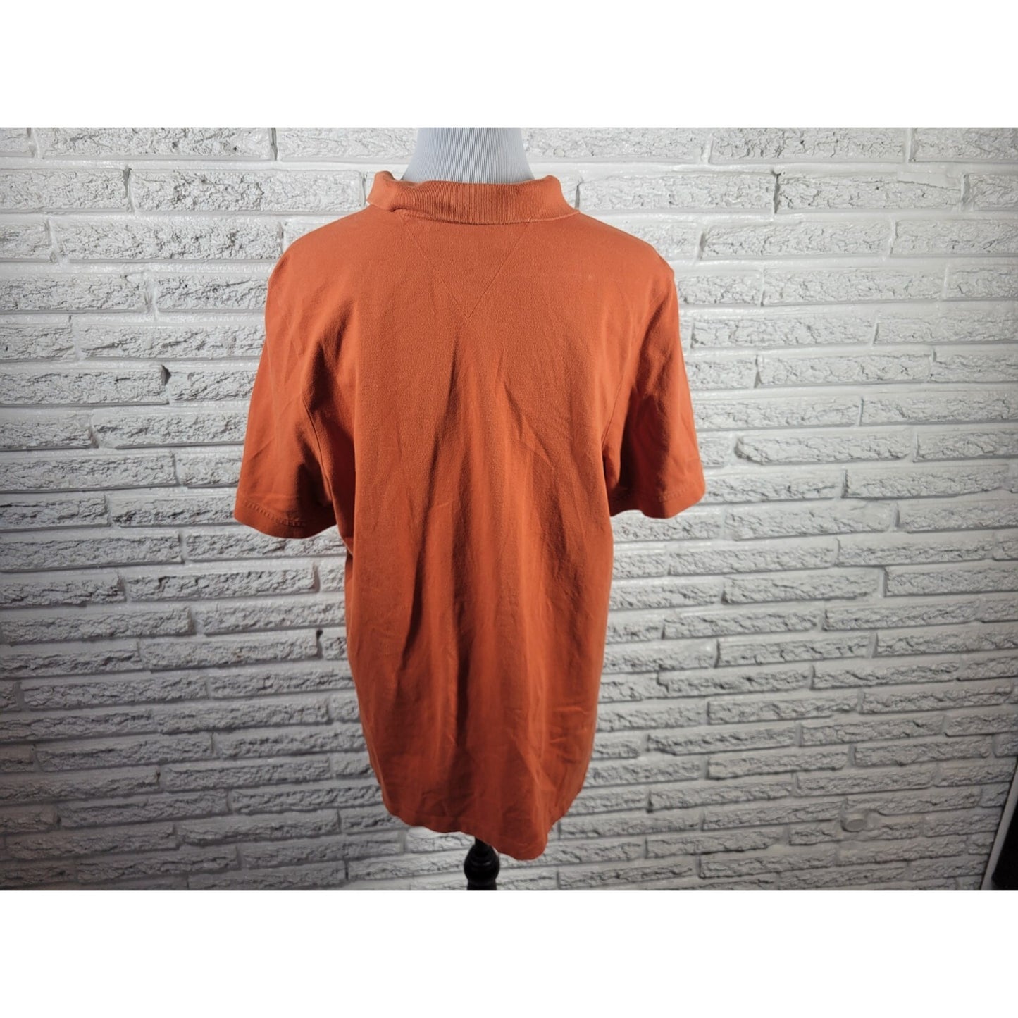 Tommy Hilfiger Women Top 2X Plus Polo Short Sleeve Orange Cotton Blend Quarte
