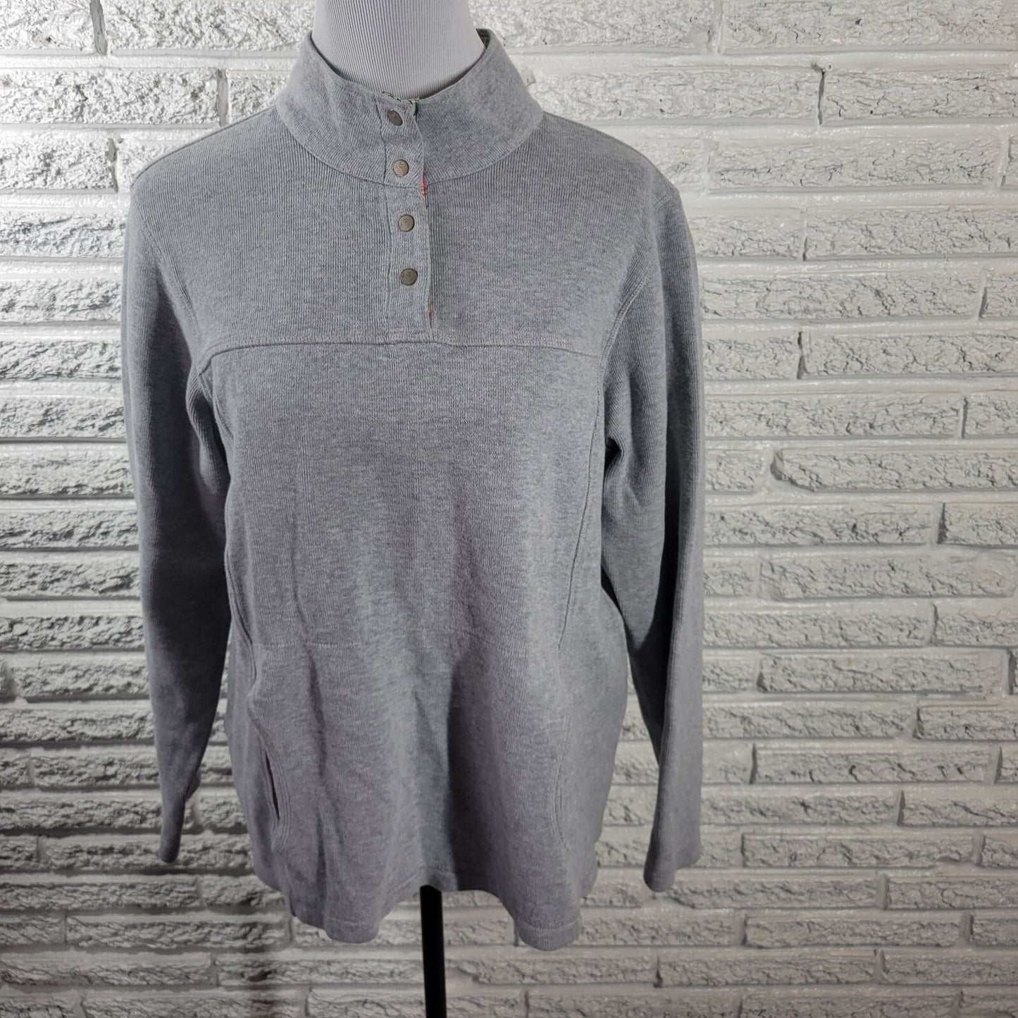 Tommy Bahama Women Sweatshirt Extra Large XL Jacket Gray Pockets Snap Up Comfy