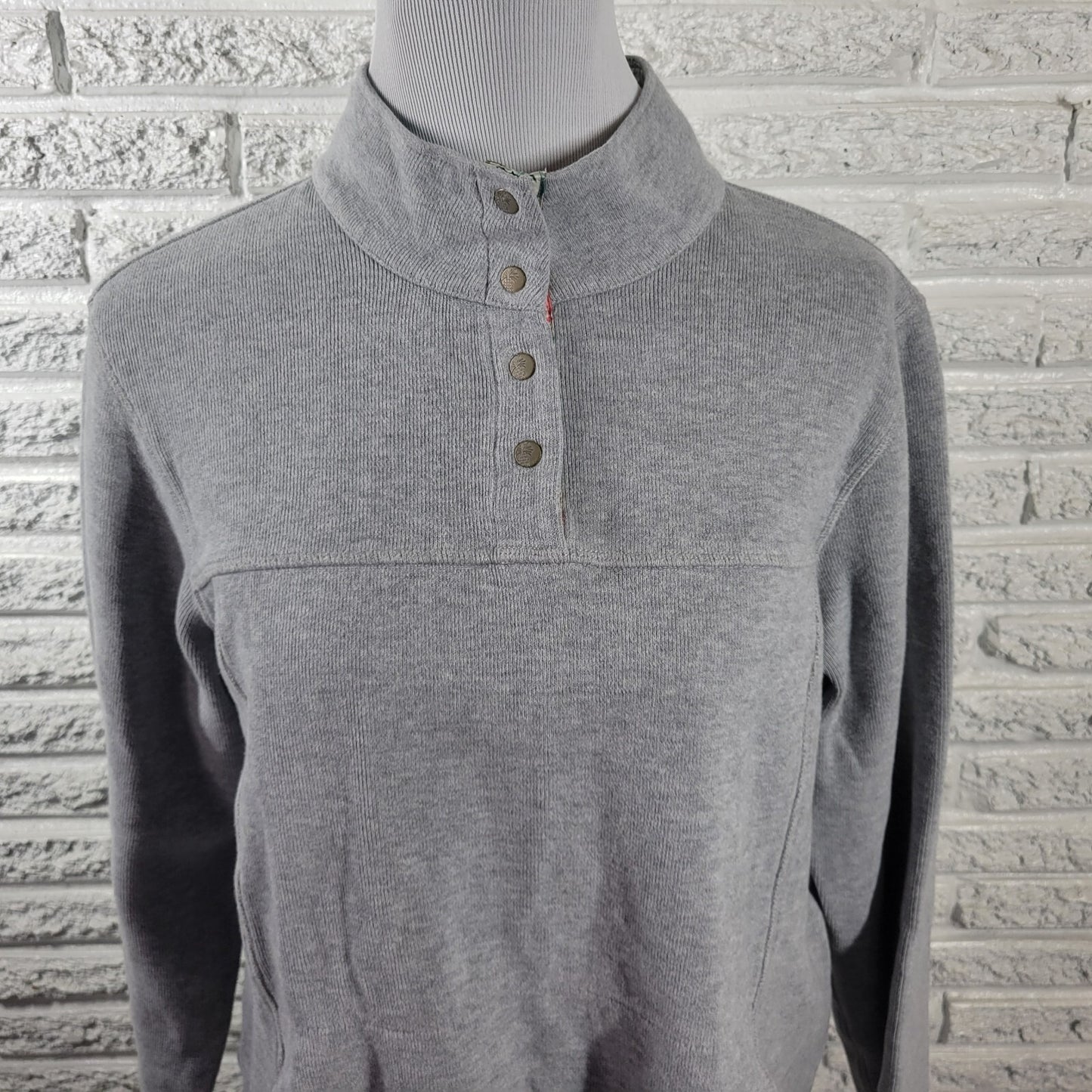 Tommy Bahama Women Sweatshirt Extra Large XL Jacket Gray Pockets Snap Up Comfy