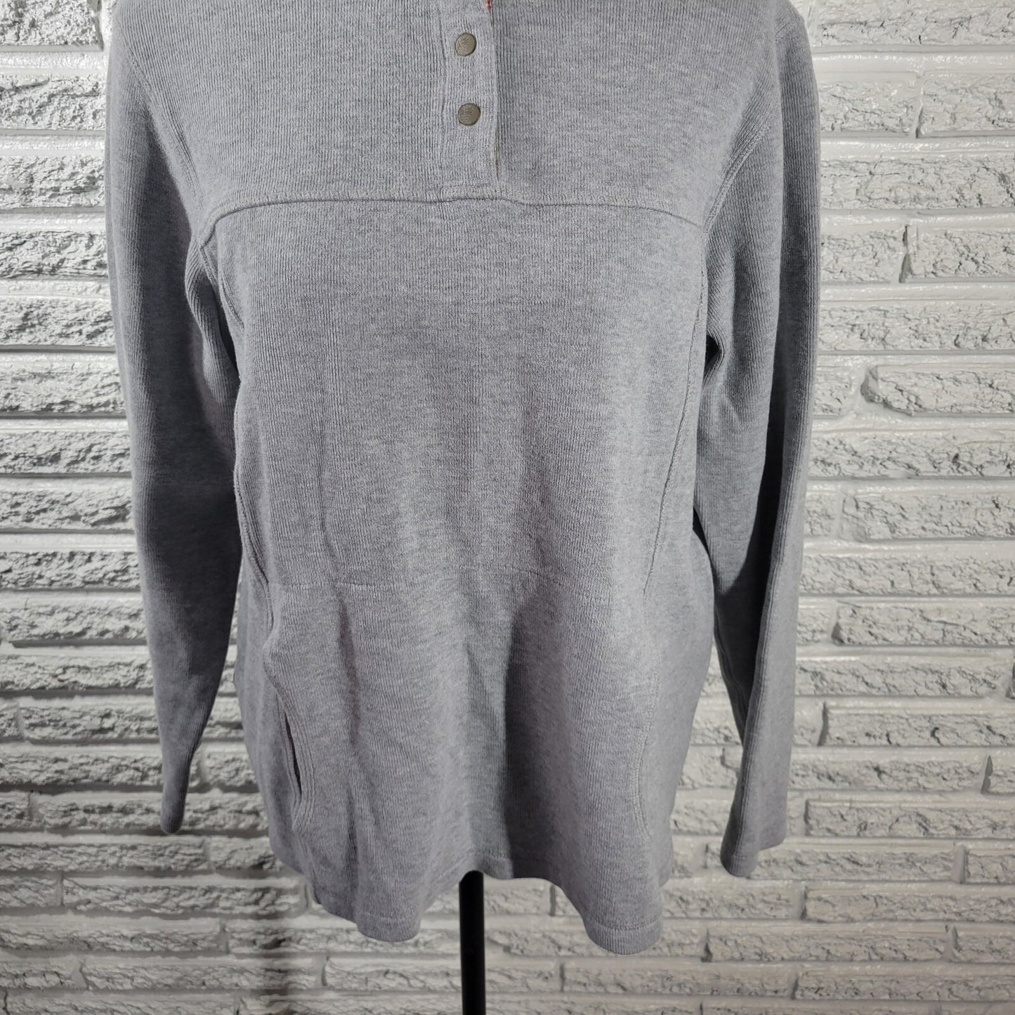 Tommy Bahama Women Sweatshirt Extra Large XL Jacket Gray Pockets Snap Up Comfy