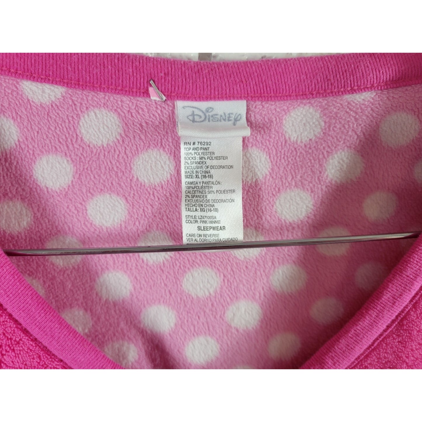 Disney Minnie Mouse Womens Pajamas Extra Large XL Top Fleece Morning Again Pink