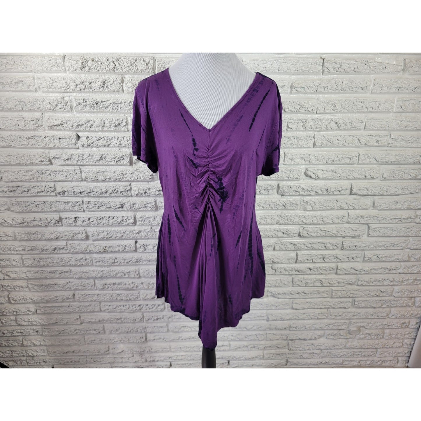 Paragon Womens Top Extra Large Cap Sleeve Purple Asymmetric Casual Viscose