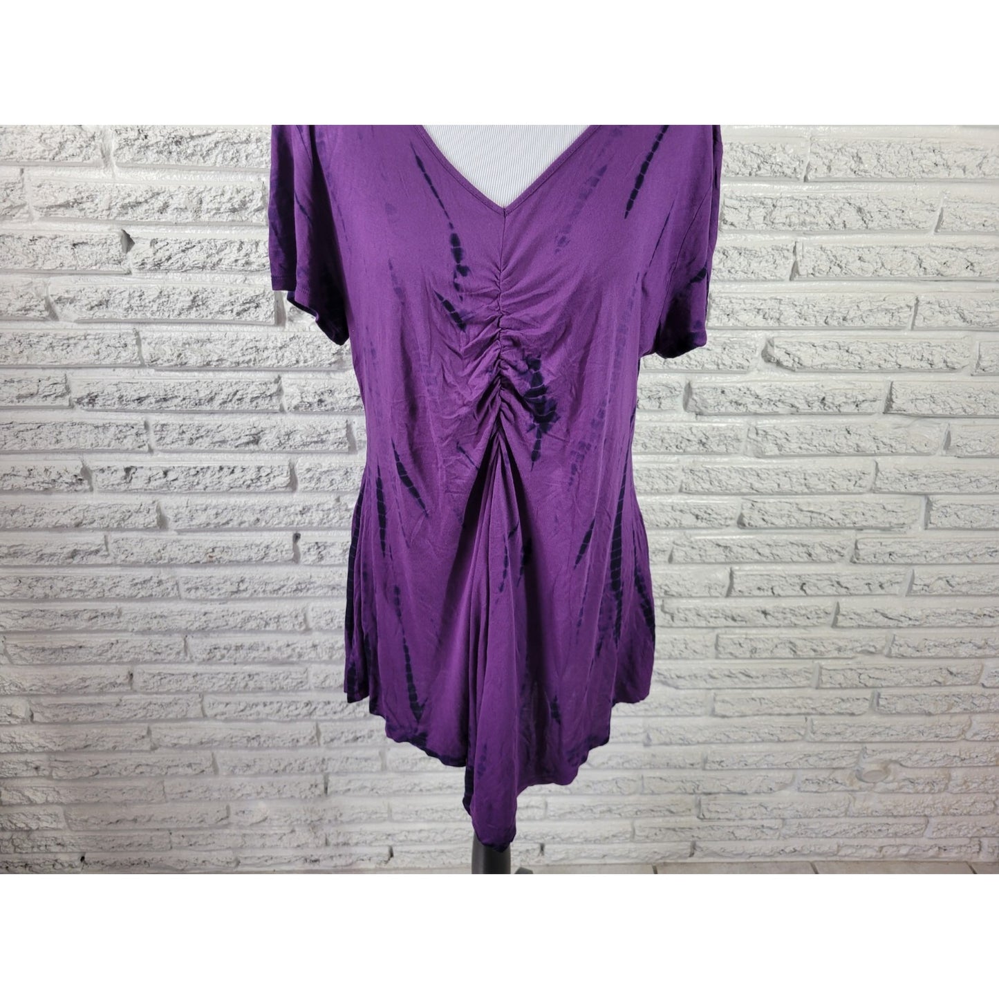 Paragon Womens Top Extra Large Cap Sleeve Purple Asymmetric Casual Viscose