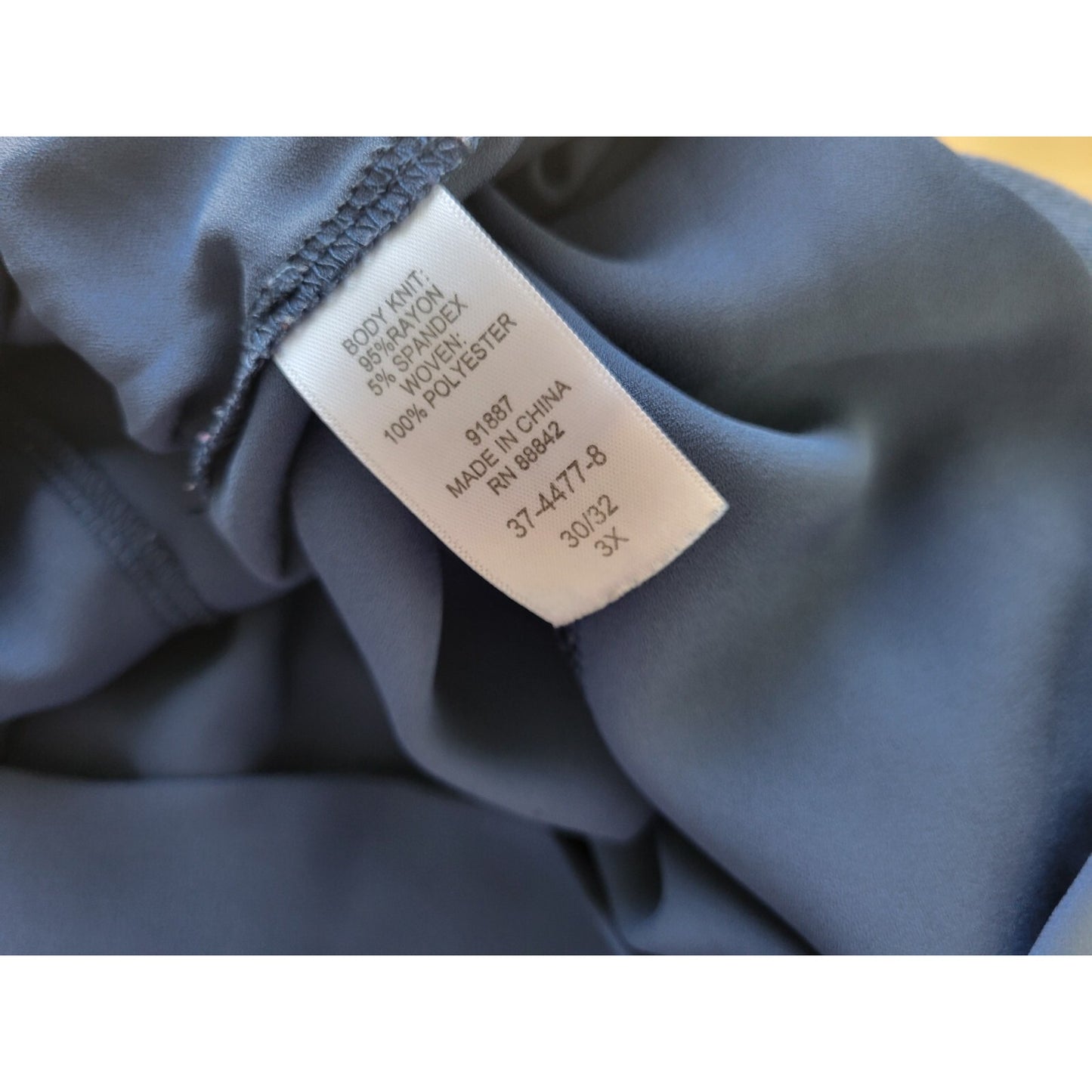 Roamans Womens Top 3X Plus Short Sleeve Blue Chiffon Hem Ruffle Rayon Blend