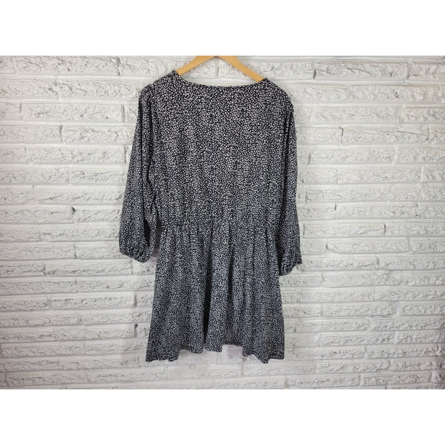 Nine West Womens Dress Extra Large Mini Fit Flare Black Animal Print Pockets