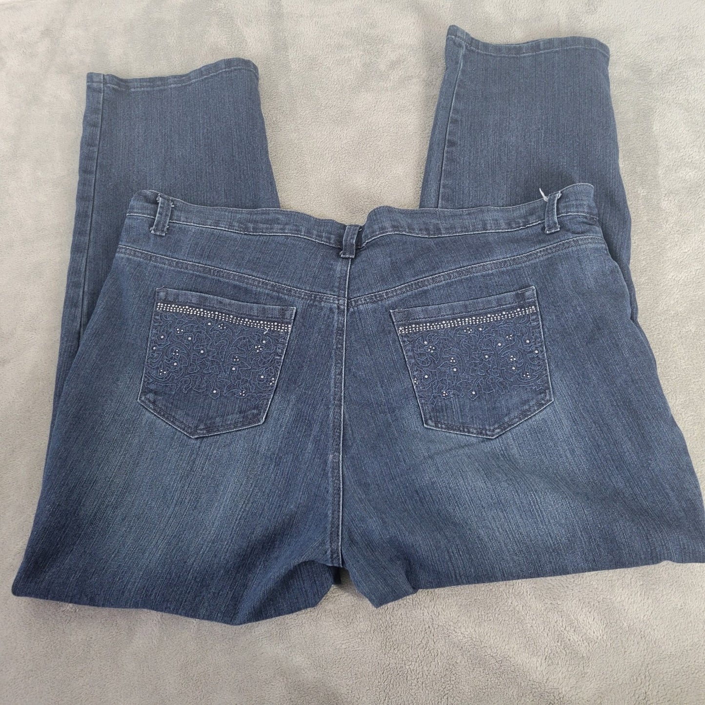 Gloria Vanderbilt Amanda Womens Jeans 18W Plus Slimming Dark Blue Denim Zip Fly