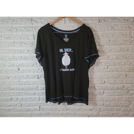 Secret Treasures Womens Top 3X Pajama Black Lounge Oh Sheep Its Monday Stretchy