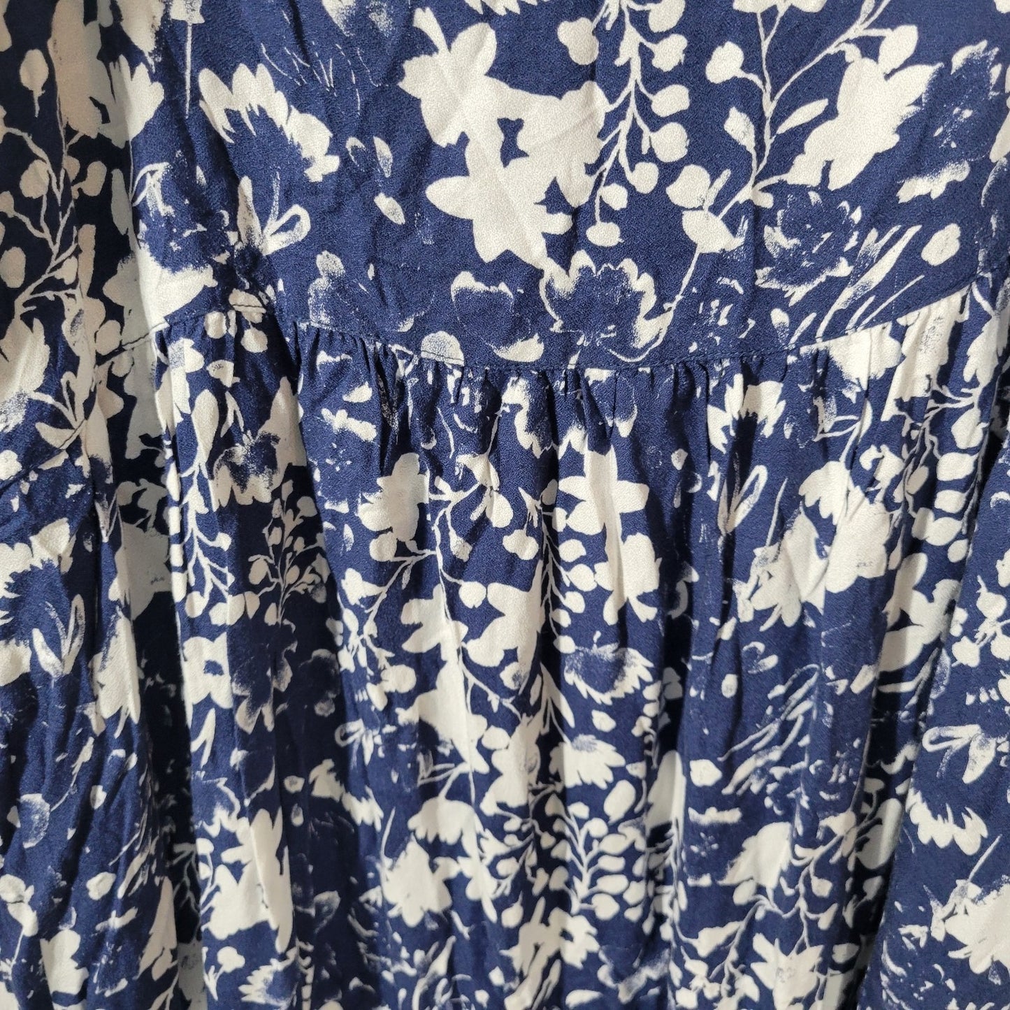 GH Bass Co Women Dress XXL Plus Slip Midi Blue Floral Lined Adjustable Spaghetti