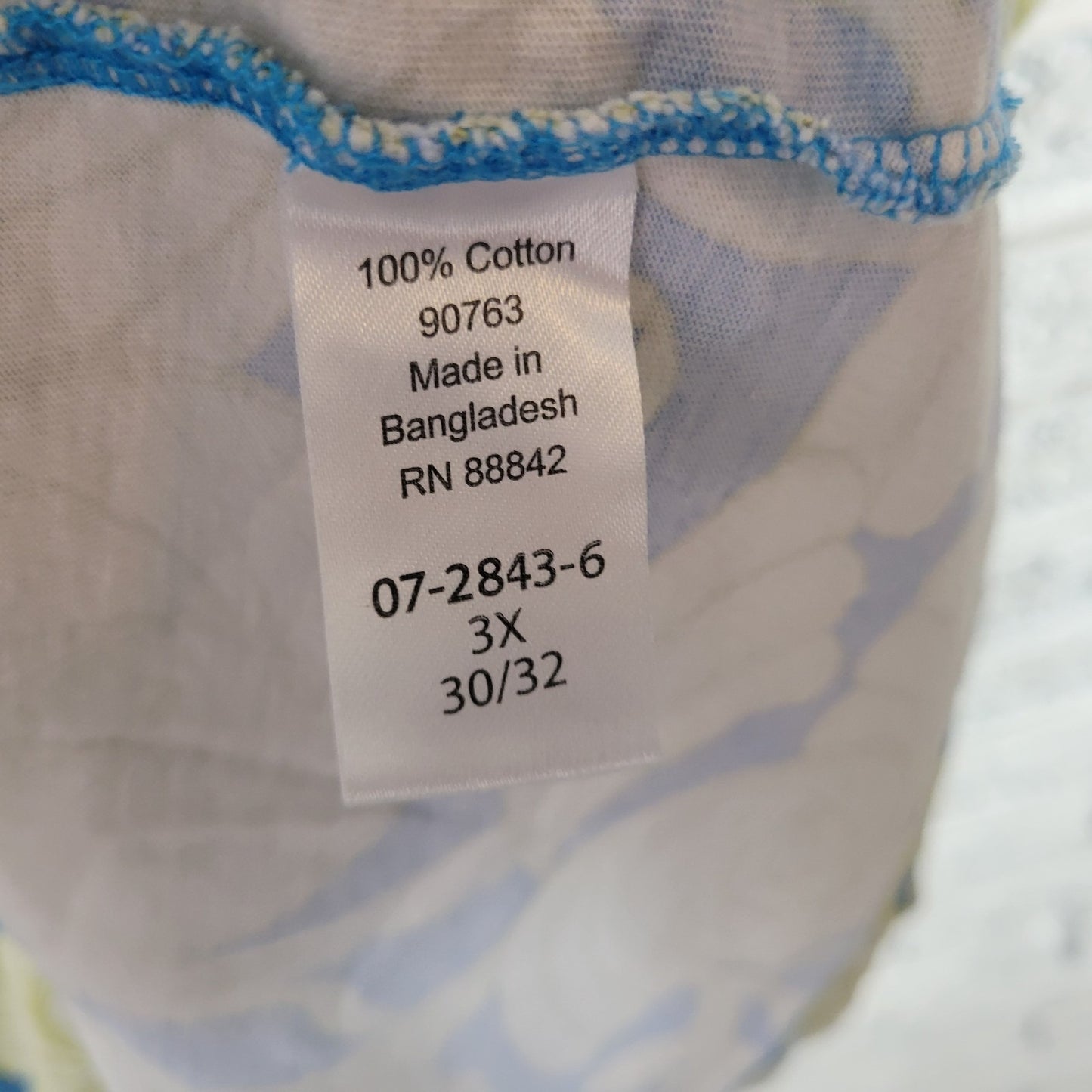 Woman Within Women Top 3X Plus Tee Short Sleeve Blue Green Nautilus Comfy Cotton