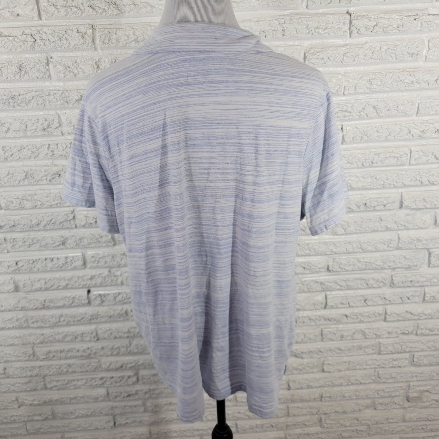 Croft Barrow Women Top 1X Plus Polo Short Sleeve Blue Stripe Cotton Blend Casual