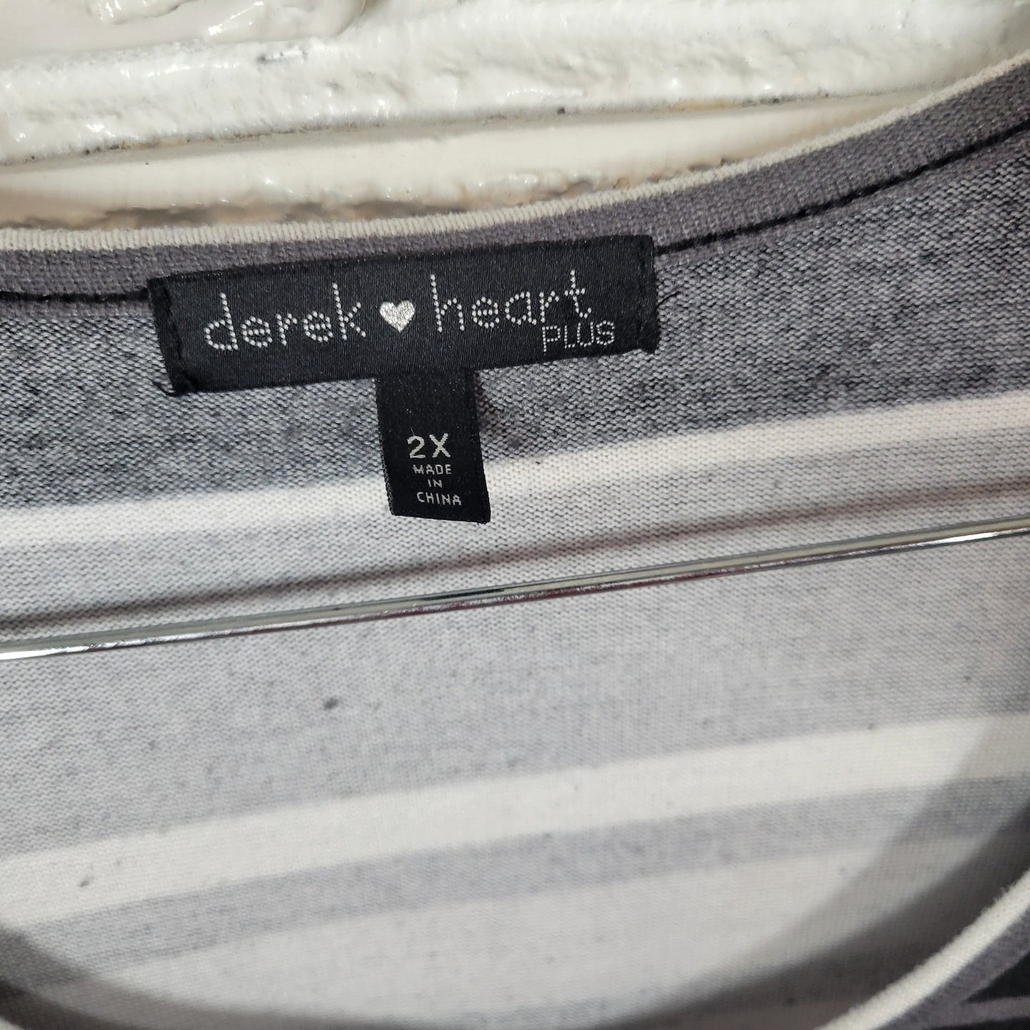 Derek Heart Womens Dress 2X Plus Sweater Mini Black Gray Stripe Comfy Poly Blend