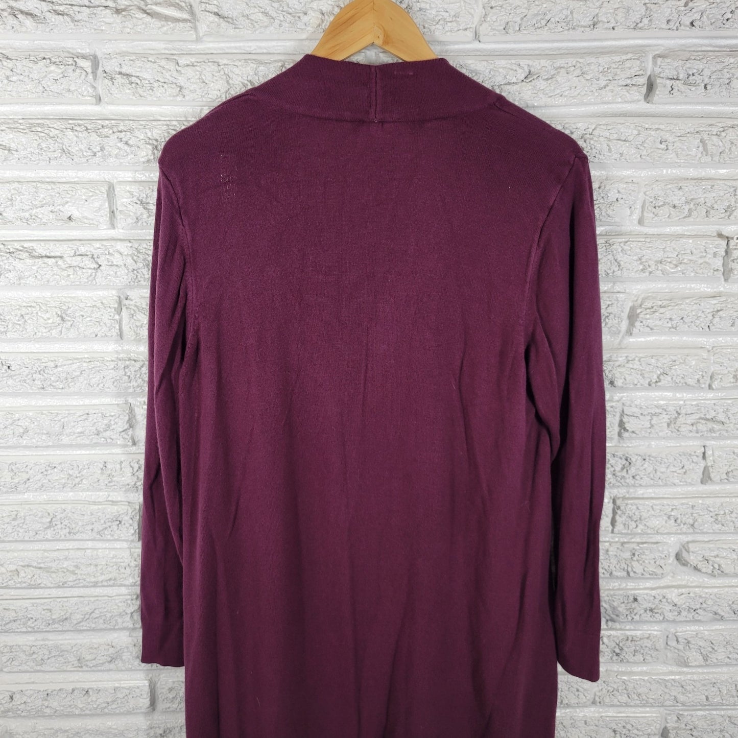 Chicos Womens Sweater 3 Standard XL Cardigan Open Burgundy Rayon Office Casual