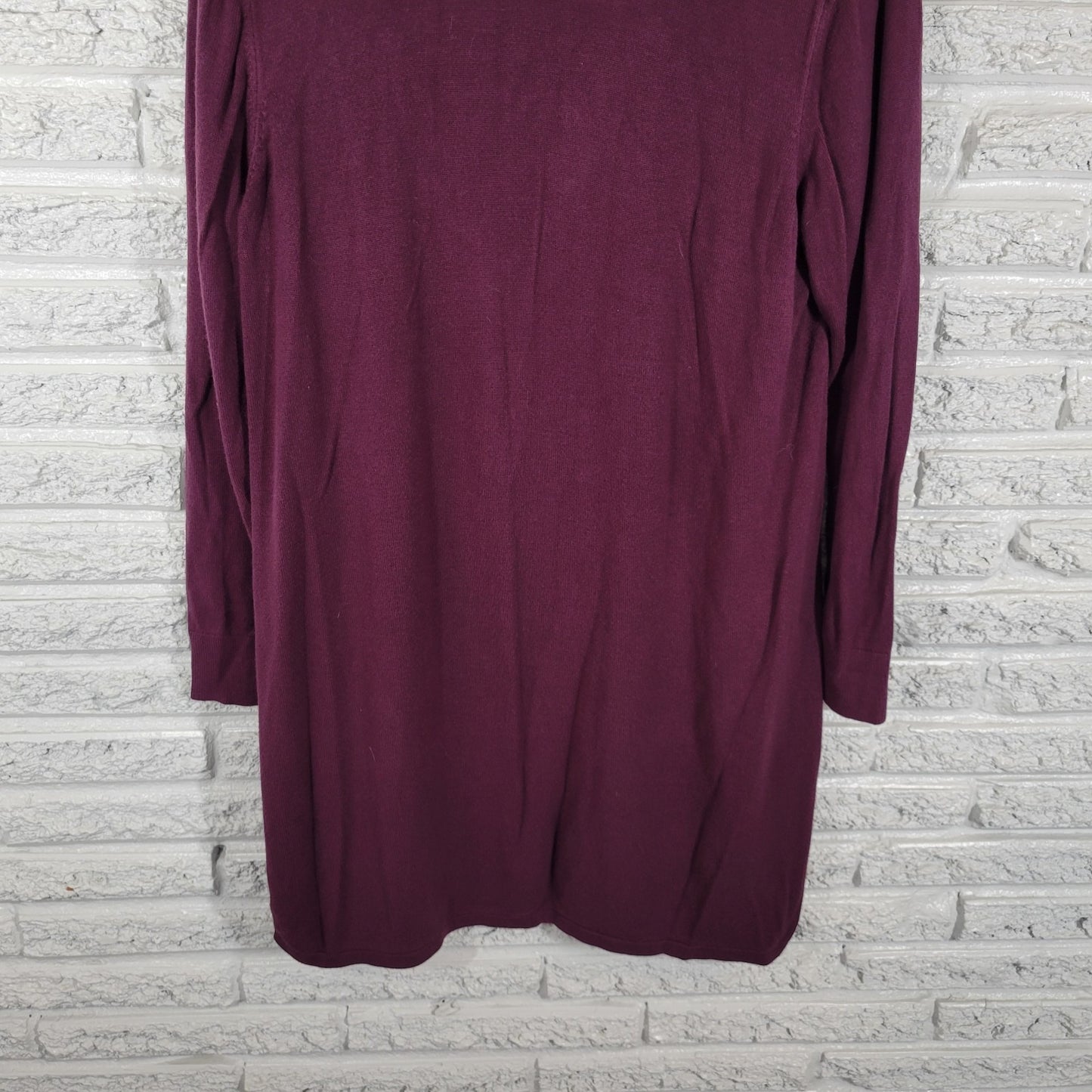 Chicos Womens Sweater 3 Standard XL Cardigan Open Burgundy Rayon Office Casual