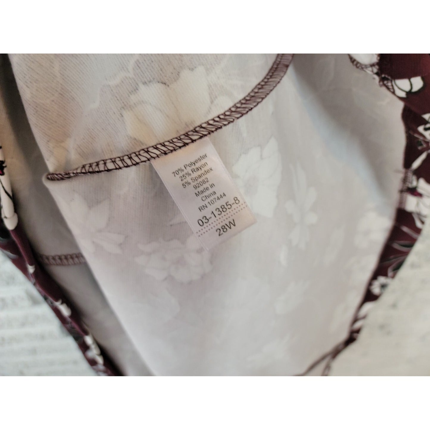 Jessica London Womens Dress 28W Plus Short Sleeve Casual Burgundy Floral Casual