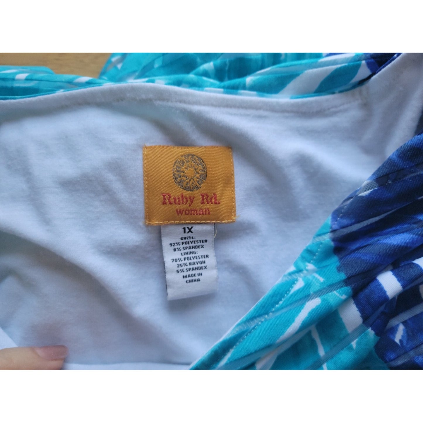 Ruby Rd Womens Top 1X Plus Cap Sleeve Blue Floral Asymmetric Casual Laser Cut