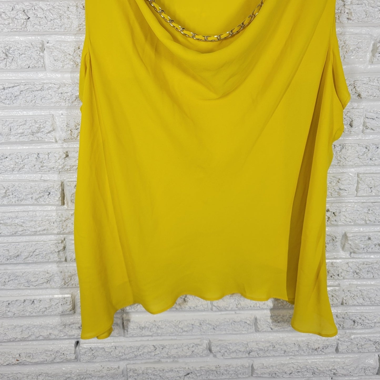Bold Elements Womens Top 2X Plus Sleeveless Yellow Cowl Chain Neck