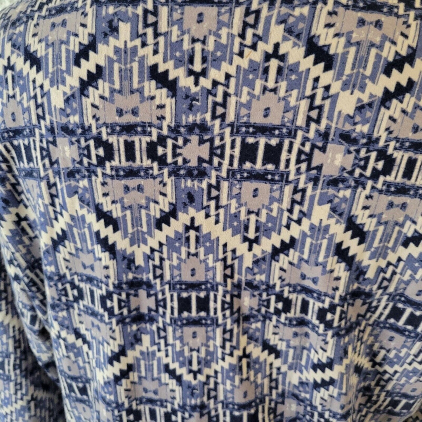 Kim Rogers Women Top Extra Large XL 3/4 Sleeve Blue Gray Geometric Cotton Casual