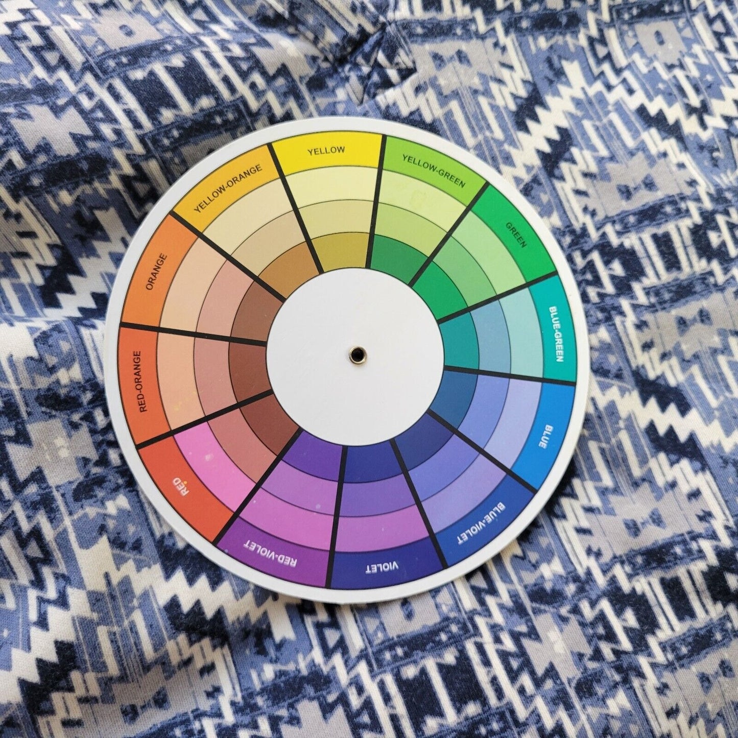 Kim Rogers Women Top Extra Large XL 3/4 Sleeve Blue Gray Geometric Cotton Casual