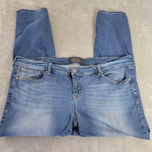 Torrid 24R Plus Size Straight Leg Jeans Medium Wash Blue Elastic Waist Stretch