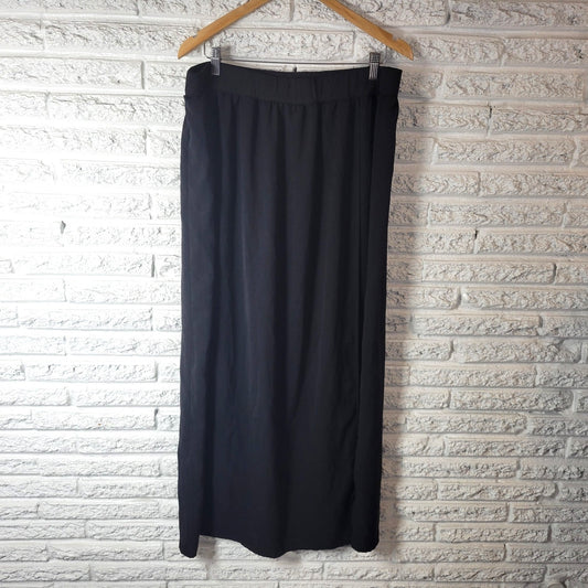 Shein Curve Womens Skirt 3XL Wrap ALine Maxi Black Pull On Poly Blend Comfy