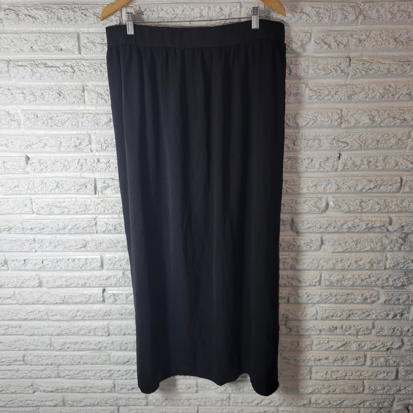 Shein Curve Womens Skirt 3XL Wrap ALine Maxi Black Pull On Poly Blend Comfy