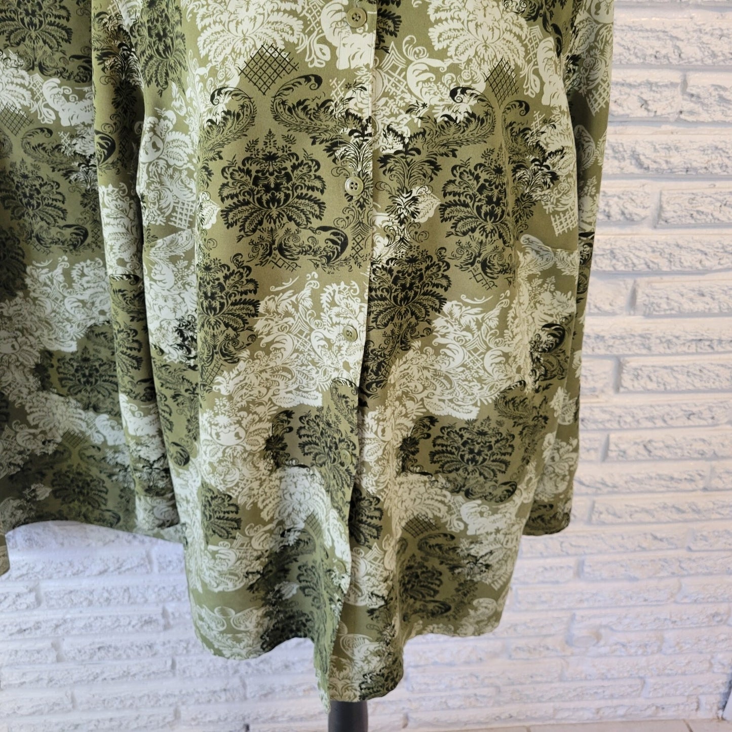 JM Collection Womens Skirt and Top 16W Plus Midi Pencil Green Damask Office