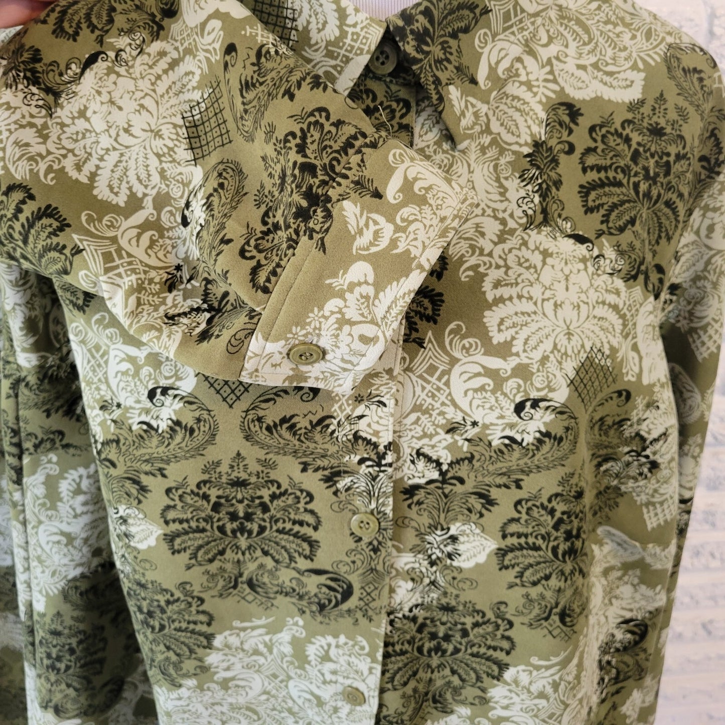 JM Collection Womens Skirt and Top 16W Plus Midi Pencil Green Damask Office