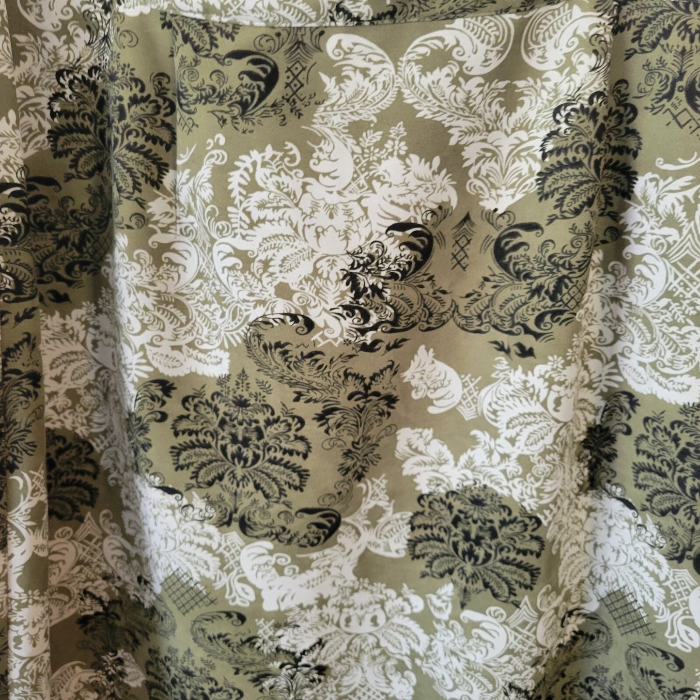 JM Collection Womens Skirt and Top 16W Plus Midi Pencil Green Damask Office