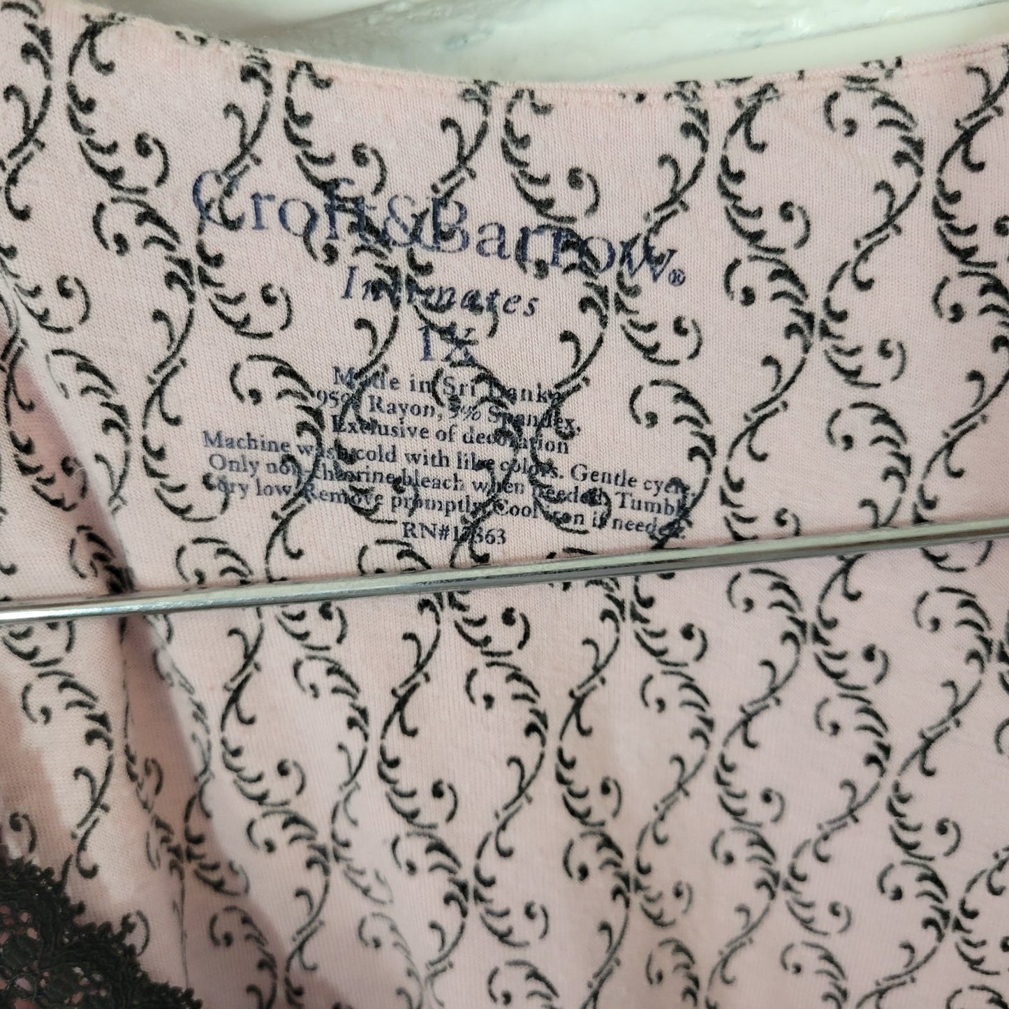 Croft & Barrow Women's 1X Plus Size Pink Black Geometric Short Sleeve Nightgown