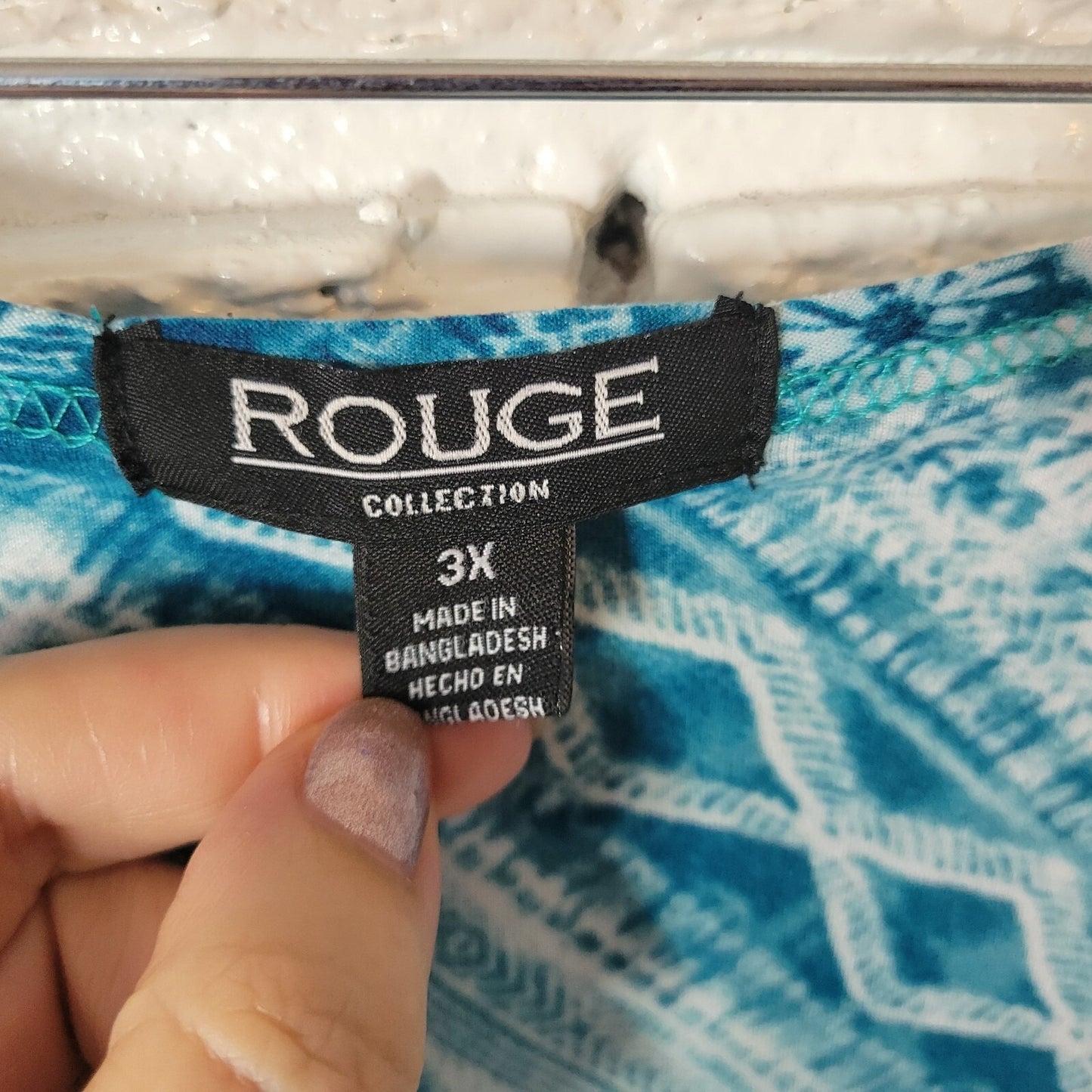 Rouge Women Dress 3X Tank Sleeveless Blue Green Geometric Lightweight Poly Blend