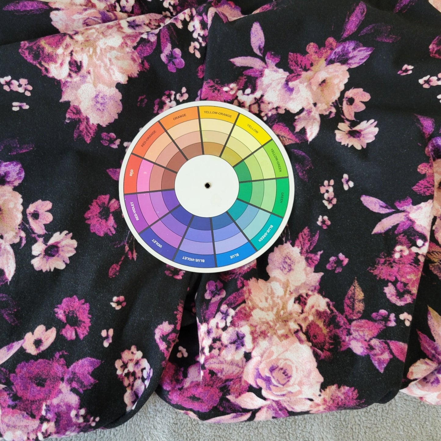 Terra Sky Womens Leggings 2X 20W 22W Pull On Purple Black Floral Lightweight