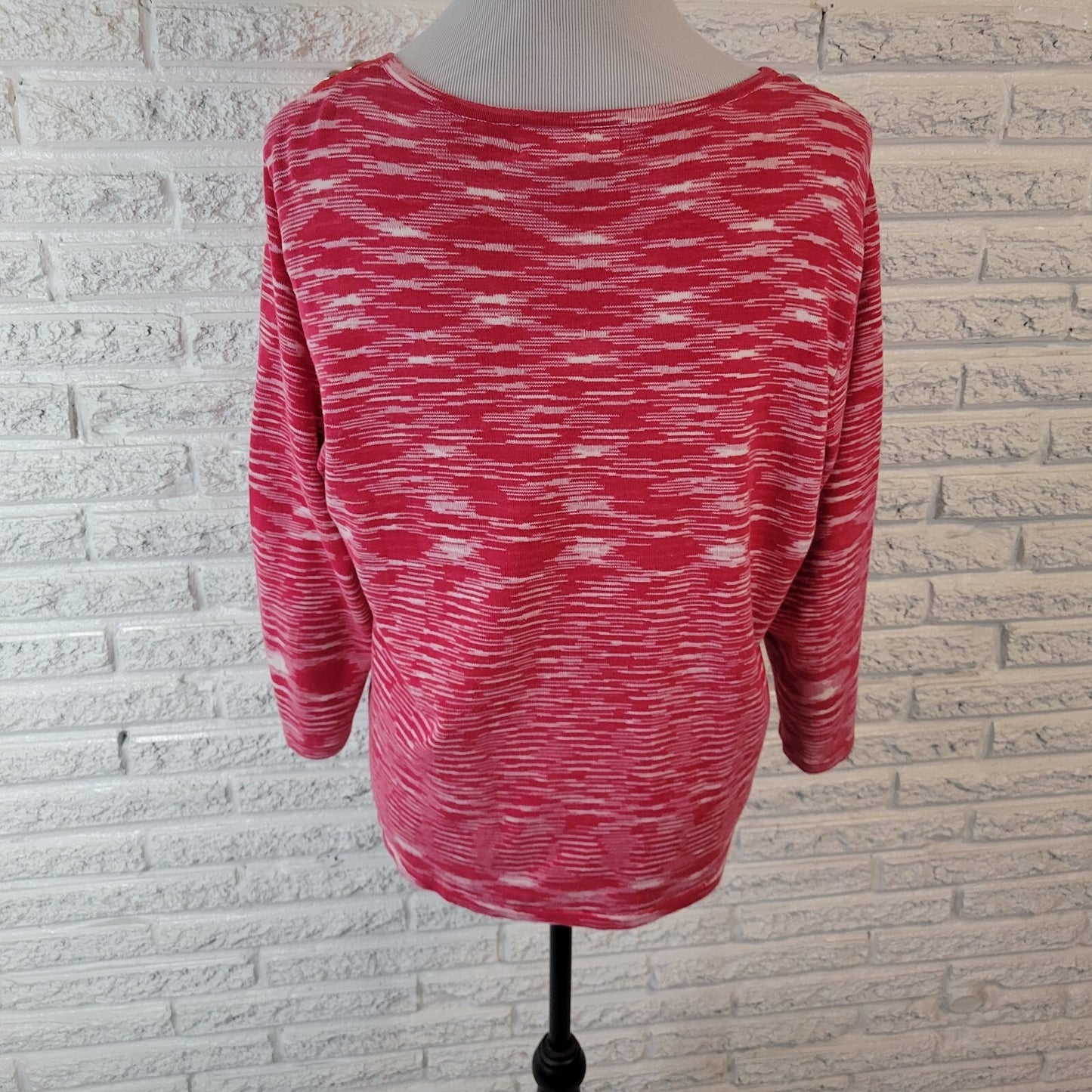 Sag Harbor Women Top XL 3/4 Sleeve Pink Heather Knit Cotton Studded Comfy Casual