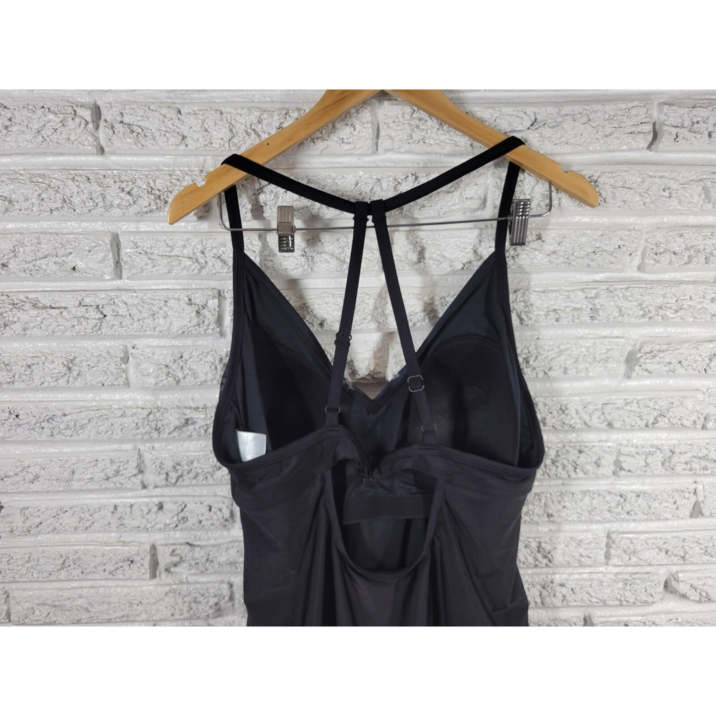 Kona Sol Womens Swimsuit 20W Plus One Piece Black Animal Print Spaghetti Bra