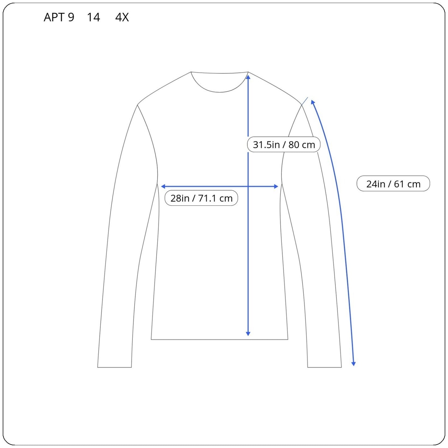 Apt 9 Essentials Womens Top 4X Plus Tunic Long Sleeve Blue Rayon Spandex Knit