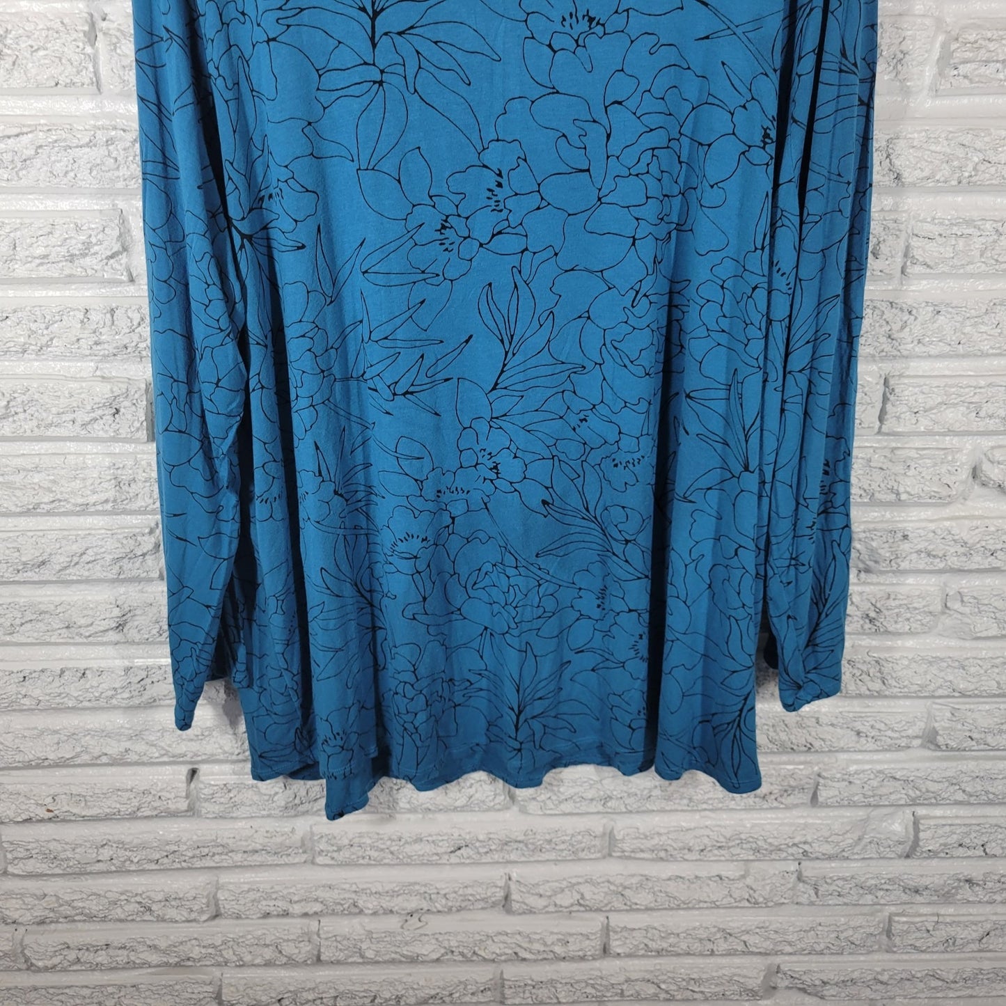 Apt 9 Essentials Womens Top 4X Plus Tunic Long Sleeve Blue Rayon Spandex Knit