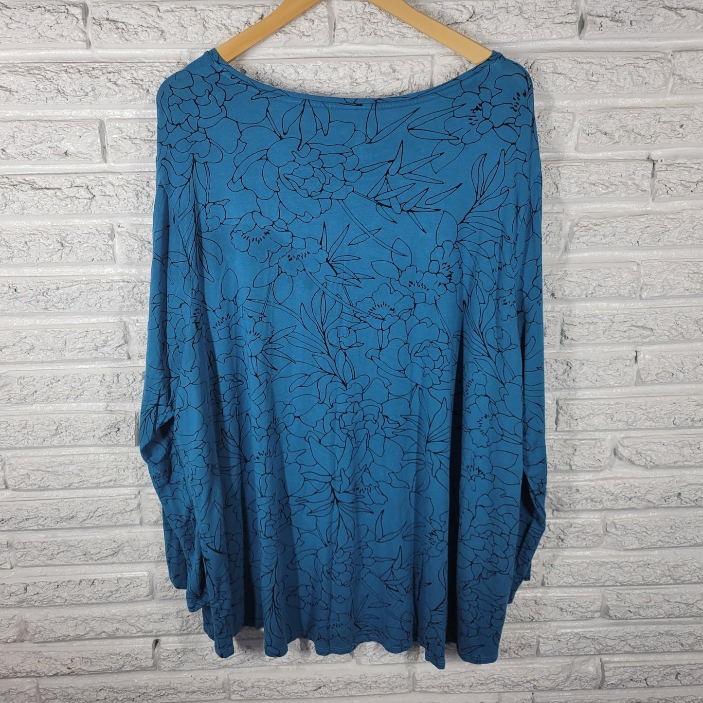 Apt 9 Essentials Womens Top 4X Plus Tunic Long Sleeve Blue Rayon Spandex Knit