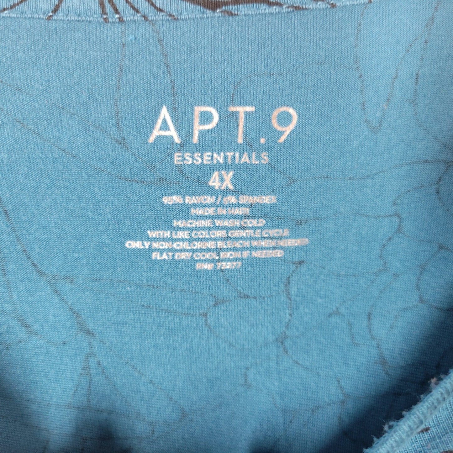 Apt 9 Essentials Womens Top 4X Plus Tunic Long Sleeve Blue Rayon Spandex Knit