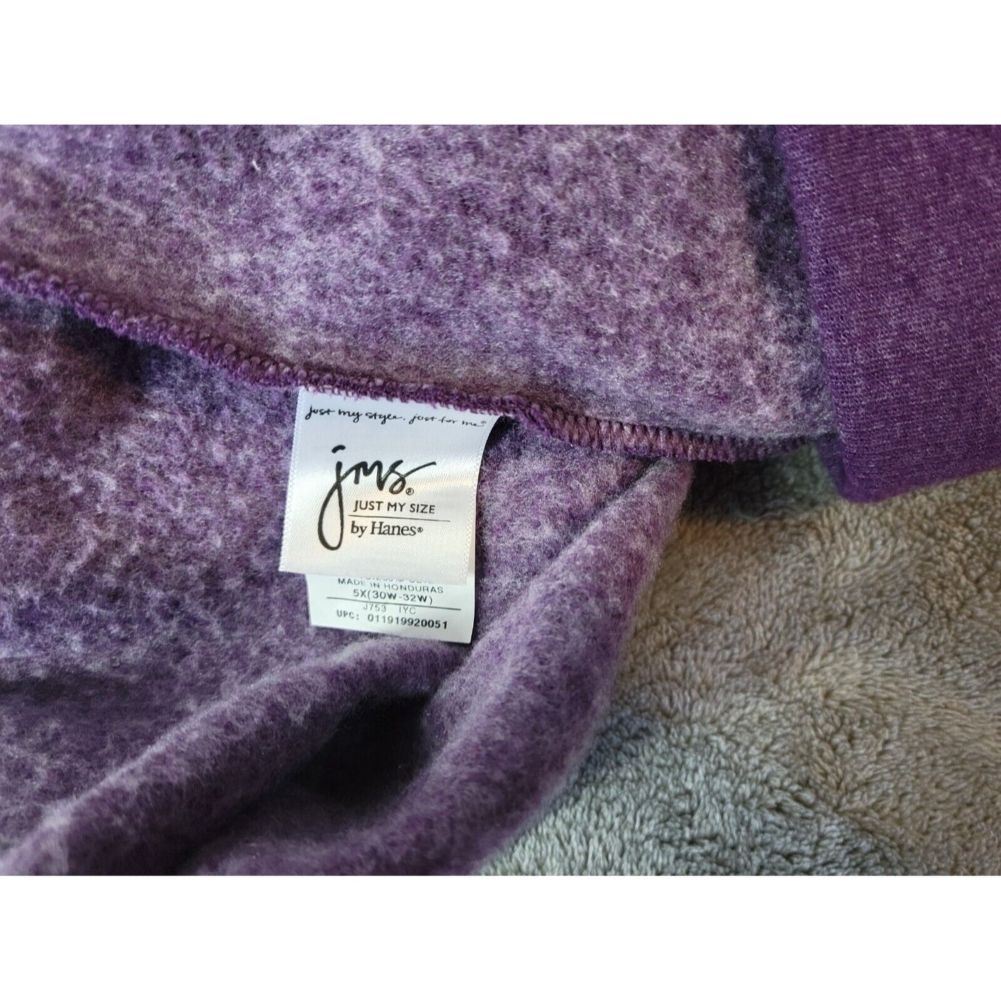 Just My Size Womens Pants 5X Pull On Jogger Sweat Purple Stretchy Cotton Blend